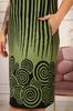 Women's Big Size Dress Striped Plus Size Dress - Khaki