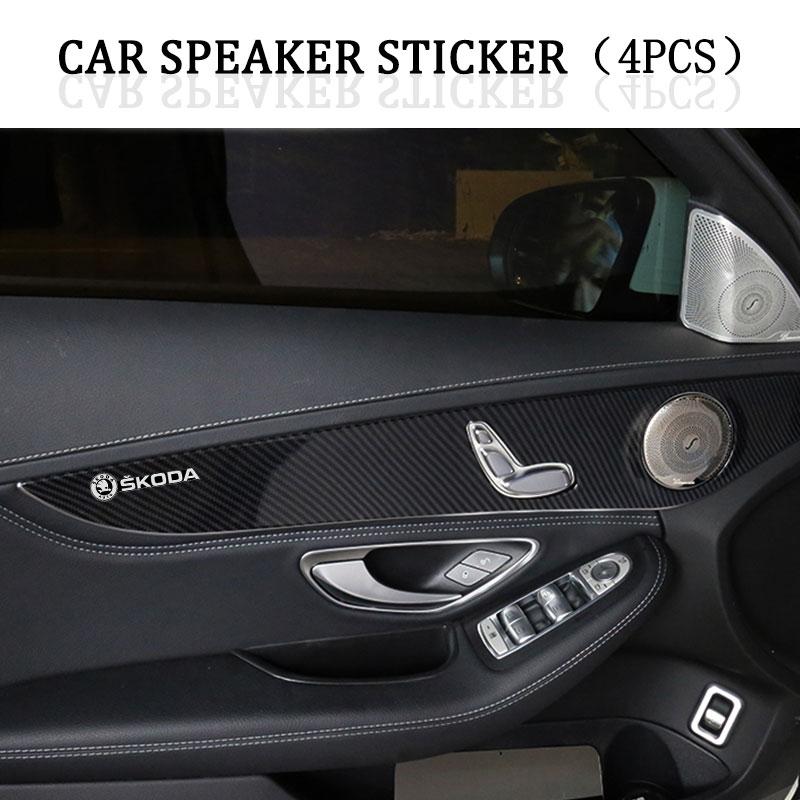 2/4Pcs 3D Aluminum Car Audio Speaker Decorate Badge Sticker For Skoda Octavia Fabia A7 Kamiq Kapoq Kodiaq Rapid SCALA Superb Yeti Derivati