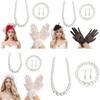 5Pcs 1920s Fascinators Hat for Women Teas Party Headpiece Lace Gloves Necklace Halloween Teas Party Accessories Set