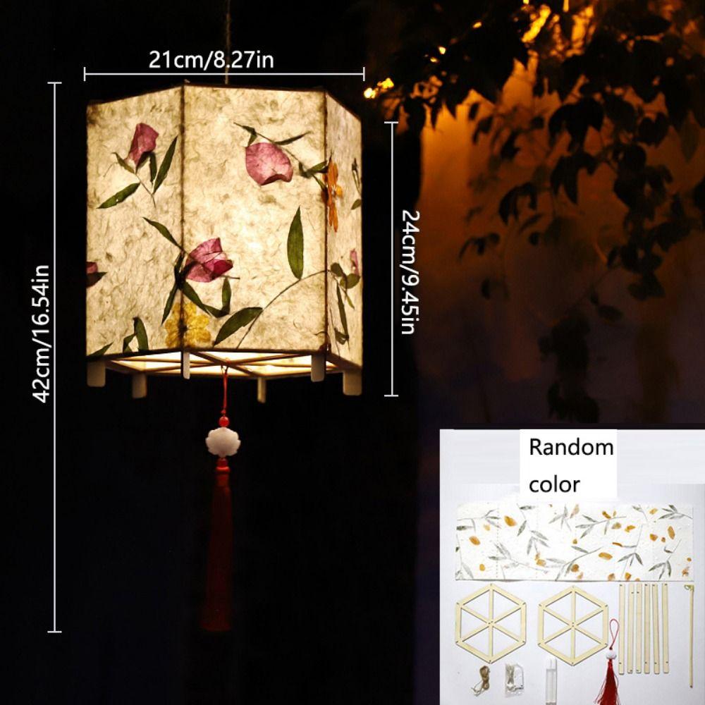 LED Light Handmade Hanging Lamp Wooden Art Lantern Retro Mid-Autumn Festival Lantern  Party Decor