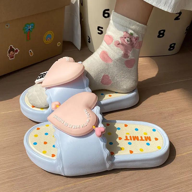 Fashion Summer Women Slipper Platform Love Indoor Beach Sandals Cloud Slide House Flip Flops Flat Female Ladies Non Slip Soft Outdoor