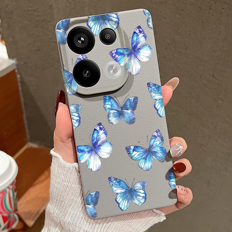 Color Butterfly Pattern Silicone Soft Case for Xiaomi 13t Poco X6 M6 Pro Redmi Note 14 13 12 11 10 Pro Shockproof Leather Texture Plain Color Cover