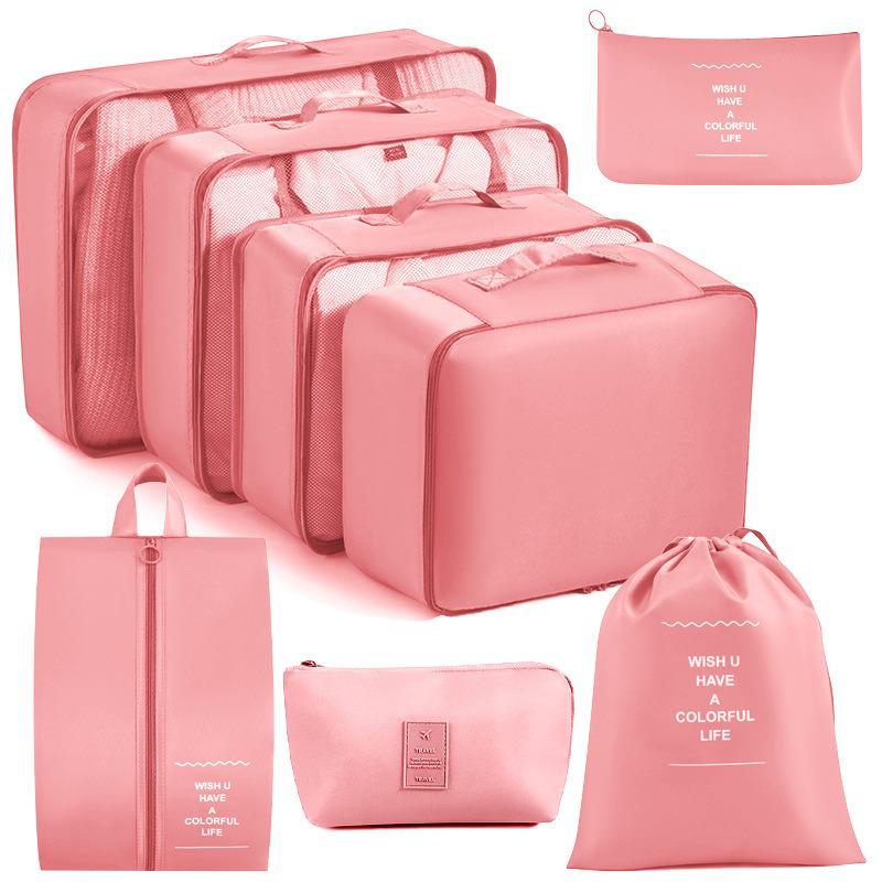 Eight-Piece Waterproof Travel Storage Bag Set for Business Trips - Large Capacity