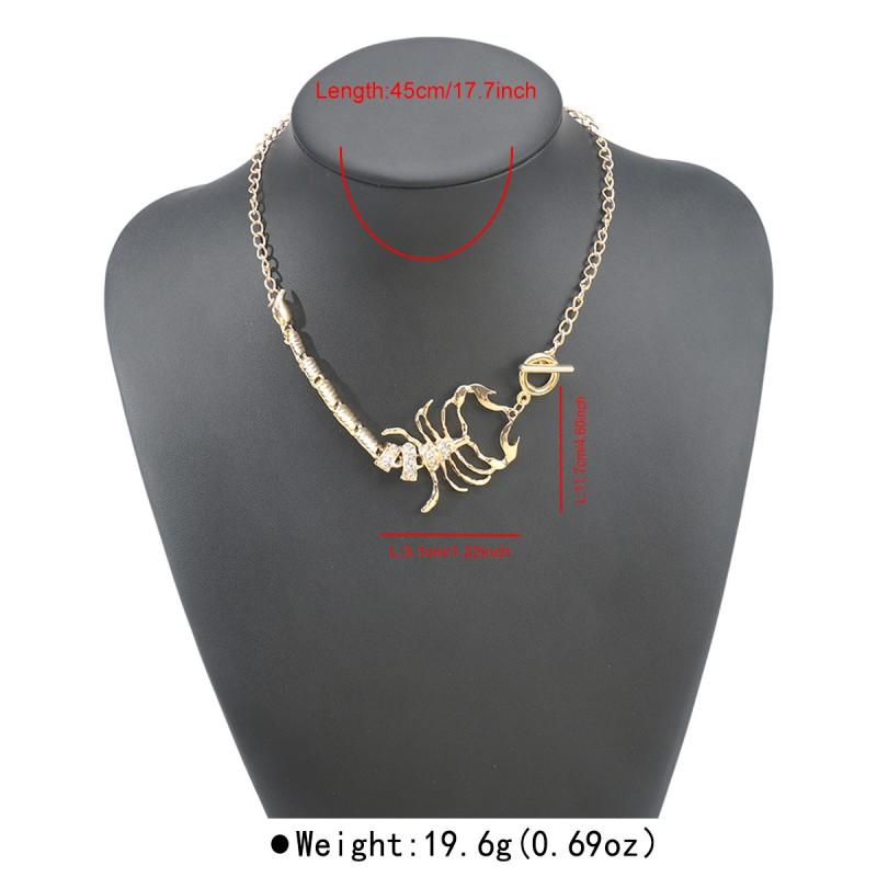 Halloween Fashion Alloy Rhinestone Scorpion Choker Necklace Women Gothic Punk Statement Collar Chain