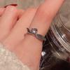 [Crystal Diamond Whispers] High-End Full Diamond Zir*****Pen Ring Moonstone Flower Niche Design Personalized Diamond Ring