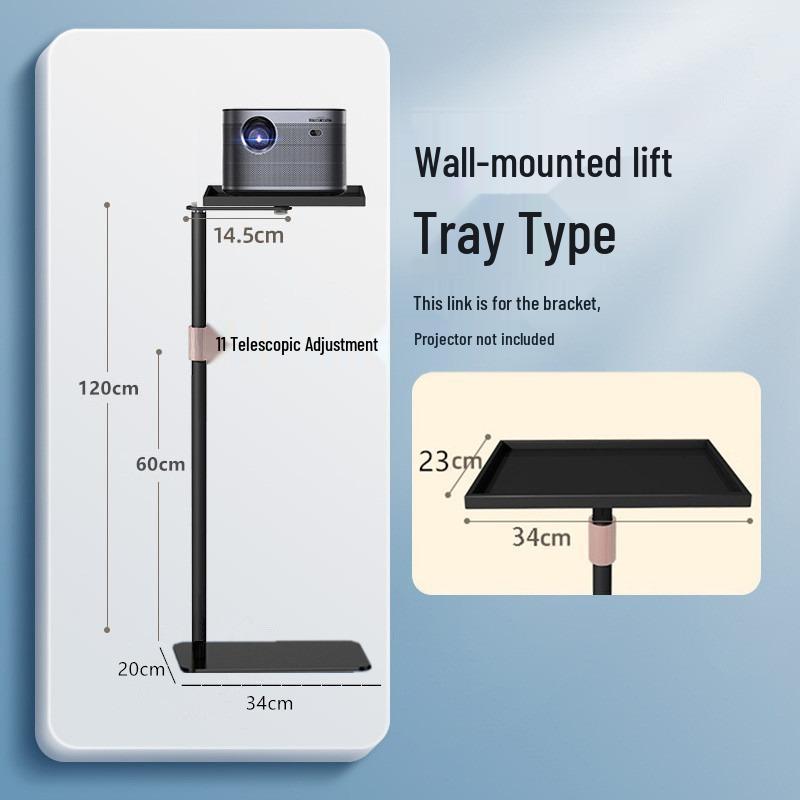 Dual-Use Projector and Phone Stand with Telescopic Adjustment, Punch-Free Tray for Home or Office.