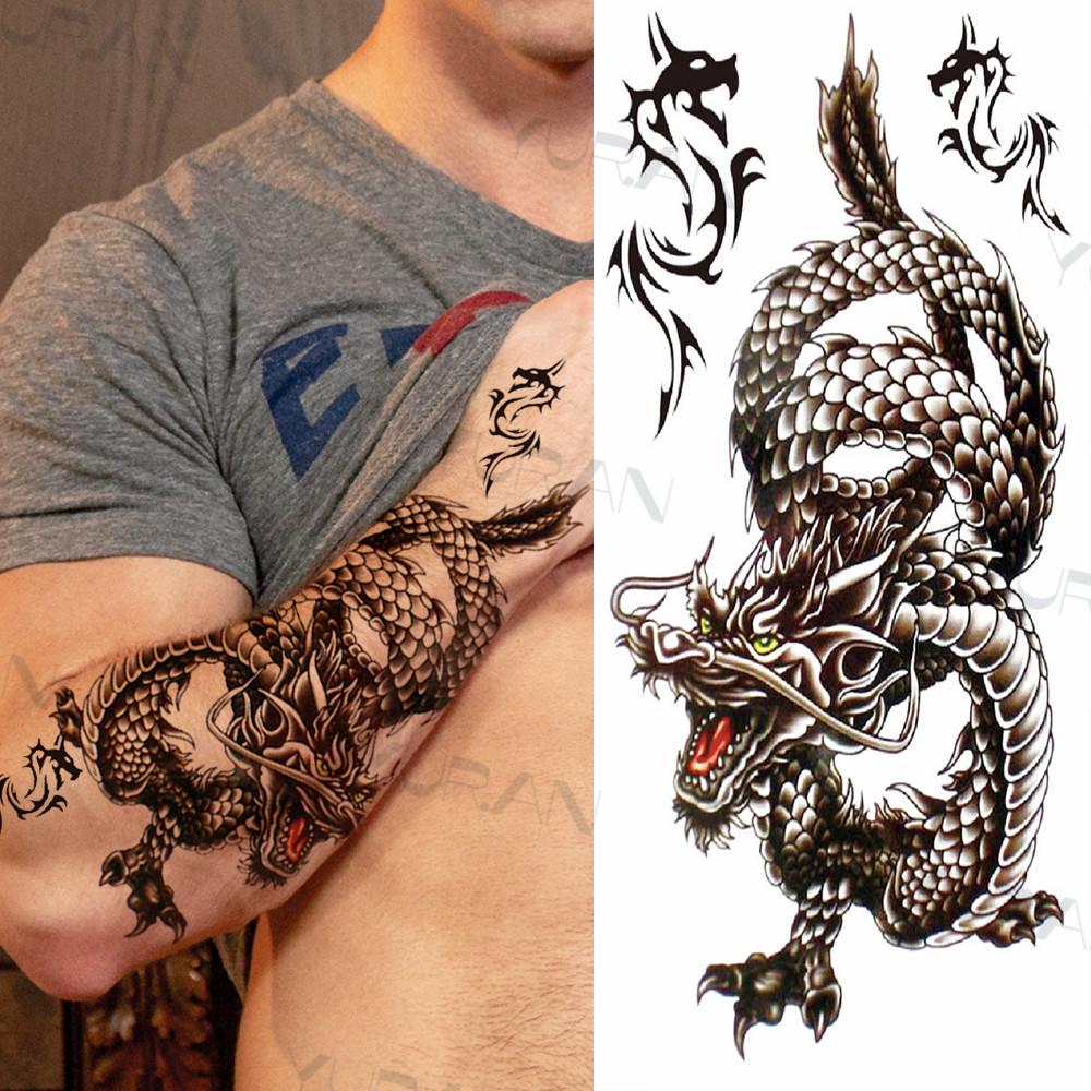 Tatuaggi temporanei di girasole nero per donne uomini Realistico falso drago henné sole fiore adesivo tatuaggio tatuaggi impermeabili dell'avambraccio