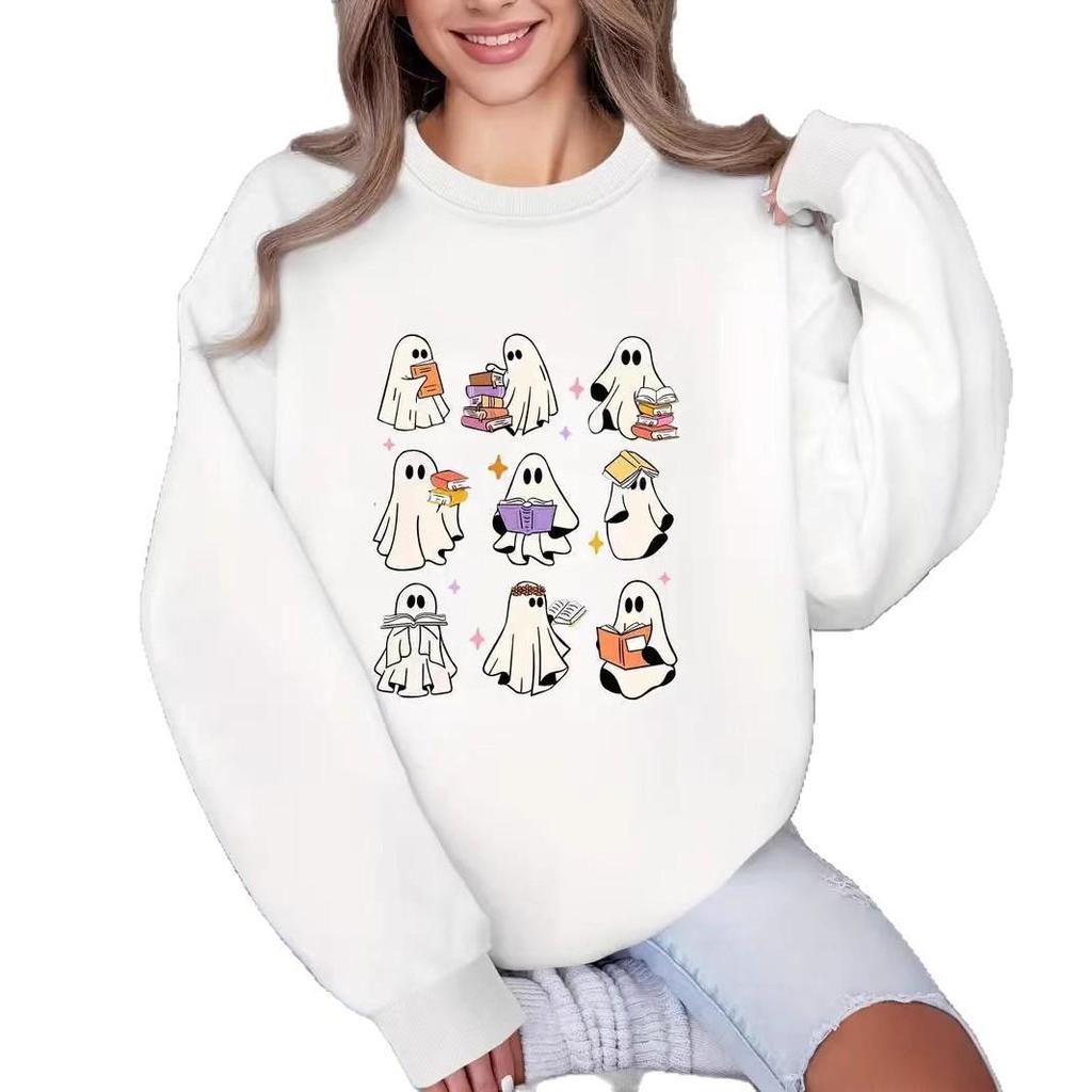 European Halloween Ghosts Reading Fleece-lined Sweatshirt