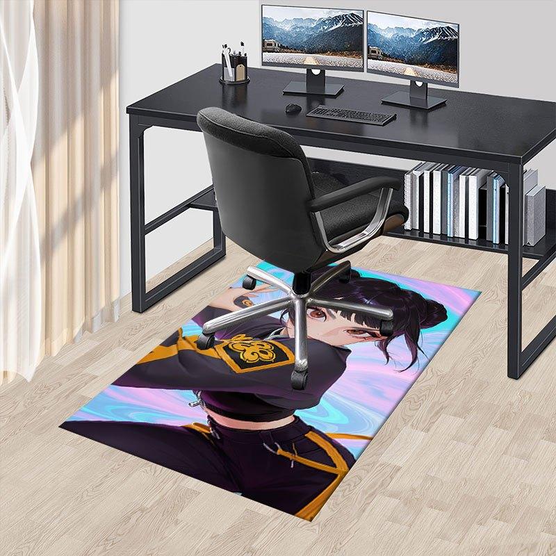 

Anime Character Inspired Purple and Yellow Uniform Cosplay Costume Offic Chair Mat, K-pop Theme Carpet, Non-slip, Soft and Durable Leisure 60cm by 90cm