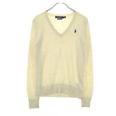 POLO GOLF RALPH LAUREN Long Sleeve V Neck Knit M Beige Women Used