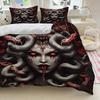 3pcs Gothic Medusa Beding Set Black Red Snake Print Soft Duvet Cover Set King Quen Twin Sized Dimensions Birthday Gift Bedrom Decor