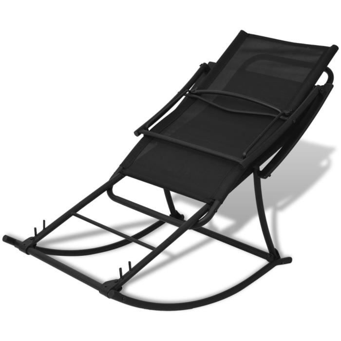 Chaise à bascule - Yoshihiro - Noir - Acier - Textilène - Pliable