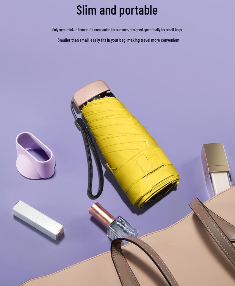 Women's Compact UV-Defender: Portable Mini Umbrella for Sun and Rain