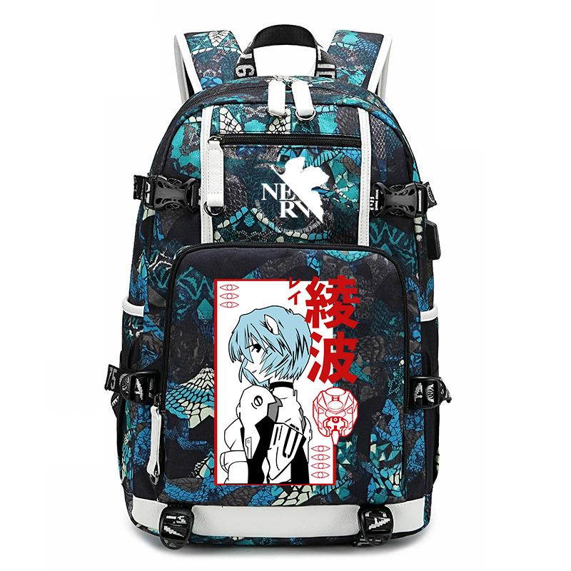 Evangelion Anime Print Student Rugzak Grote Capaciteit Casual Dagrugzak voor Jongens Meisjes School Reizen