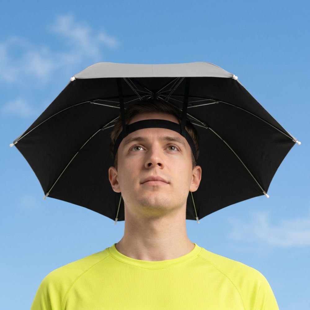Windproof Portable Umbrella Hat Sunscreen Fishing Head Umbrella Rain Gear Head Umbrella Hat Hiking