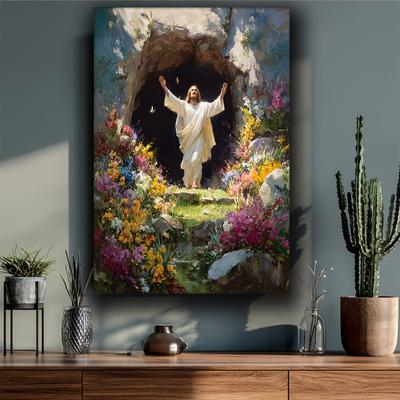 Vintage Christian Religious Jesus Resurrection Art Metal Tin Sign Wall Decor  HD Printed Tin Plate Artwork for Home Chapel Livi