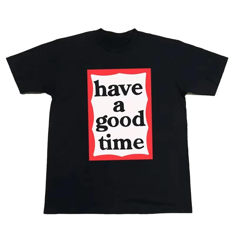 

INS Have A Good Time Fashion Cotton Neckline Without Deformation Short Sleeve High Quality Oversize Clothing for Men and Women 4XL