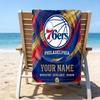 Custom Name Beach Towel 76ers Basketball Team Beach Towel, Soft Microfiber, Gift for Her/Him, Birthday, for Pool, Beach, Travel, Fan gifts