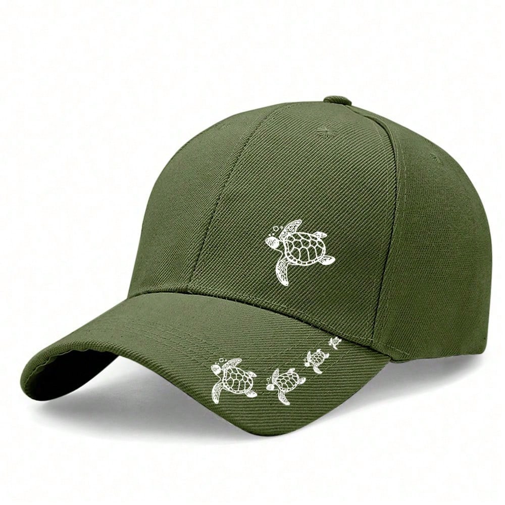 Beige Baseball Cap - Turtle Print Pattern Adjustable Breathable Lightweight Casual Outdoor Sports Beach Travel Baseball Hat - Dad Cap, Sun Cap армия зеленый