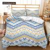 Bohemian Duvet Cover Set 3 Pieces Trellis Striped Ethnic Boho Vintage Quilt King Queen For Boy Girls Teens Polyester Bedding Set