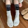 2026 Korean Cute Cartoon Kitten Mid-tube Socks Women's Autumn Winter Warm Stacking Socks Kawaii Cat Print Cotton Soft Long Sock