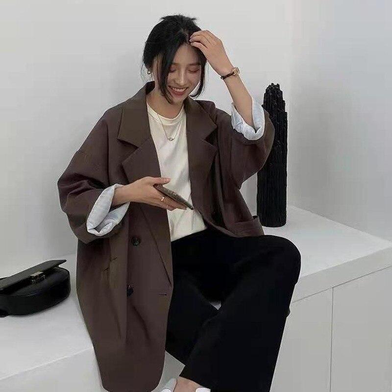 Autumn Blazers Women Minimalist Solid Outwear Loose Elegant Retro Official Fashion High Street Feminine Comfortable Suit Student