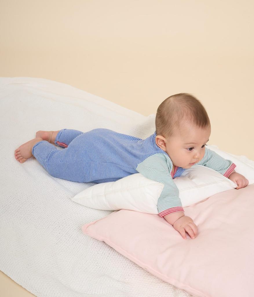 Footless Romper A0BB9 Light White 12 months 74cm [Petit Bateau] Blue/Off