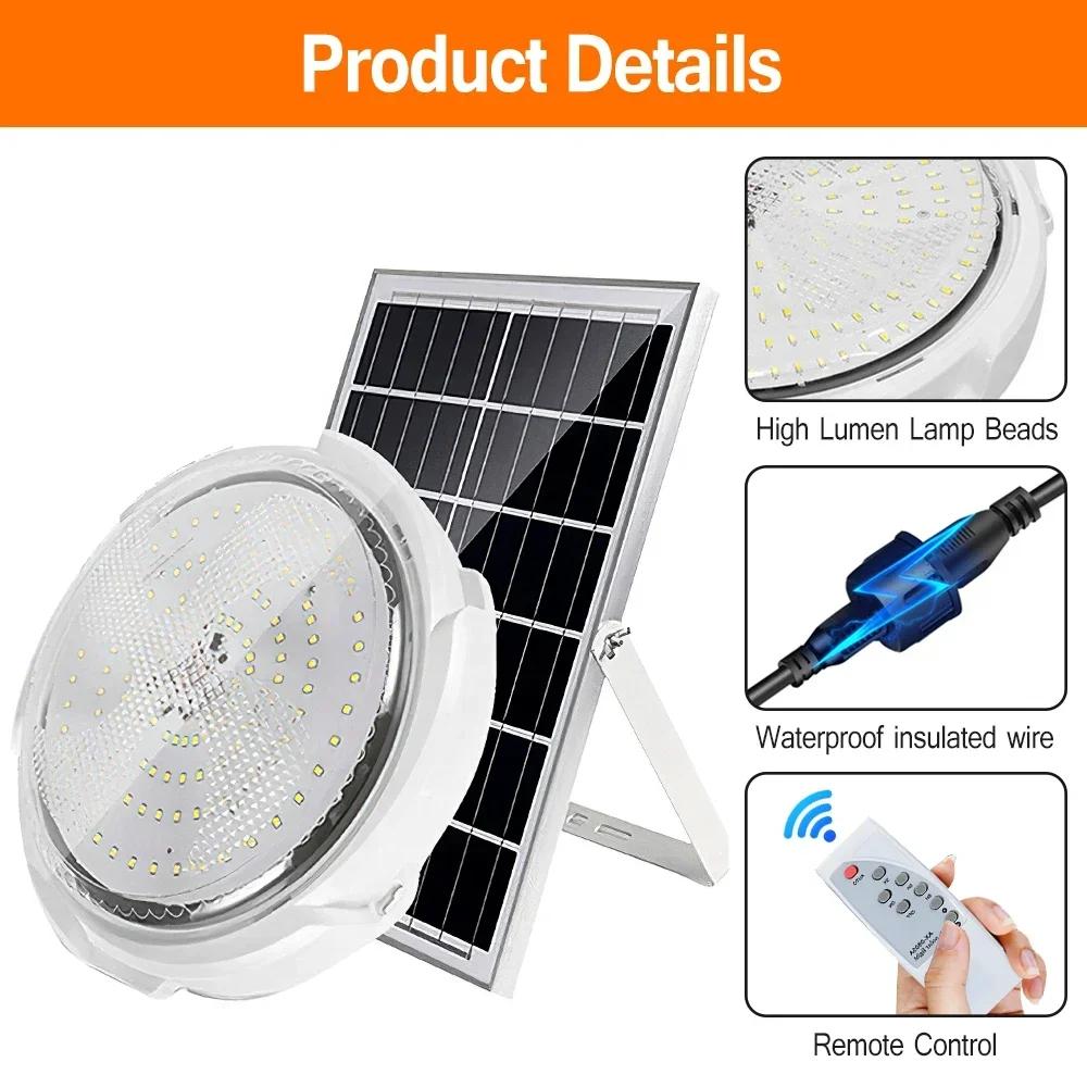 LEDSolar Ceiling Light Indoor Bedroom Corridor Garden Lighting With Remote Control Dimmable Timing Waterproof Solar Ceiling Lamp