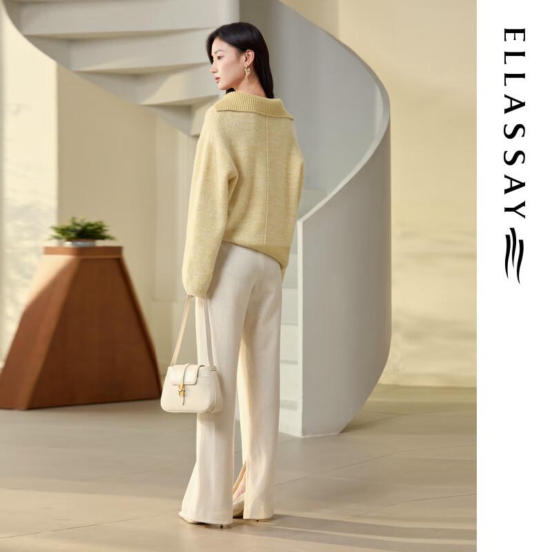 ELLASSAY Women's Merino Wool Blend Straight Leg Pants