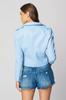 Womens Leather Jacket Stylish Blue Biker Pure Sheepskin Leather Handmade Casual