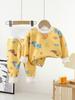Baby Milk Silk Warm Cartoon Print Underwear Set - High Waist, Belly Protection, Plus Velvet for Infants & Toddlers (Autumn/Winter).