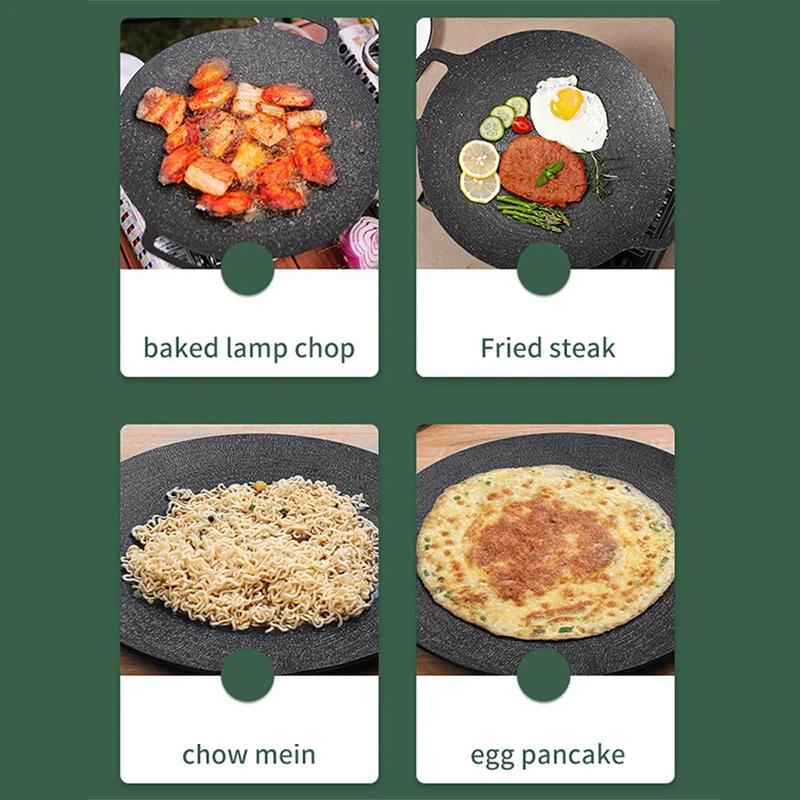Cast iron skillet with handle - great for everyday cooking of pancakes, eggs, steaks, etc. - durable and easy to turn over
