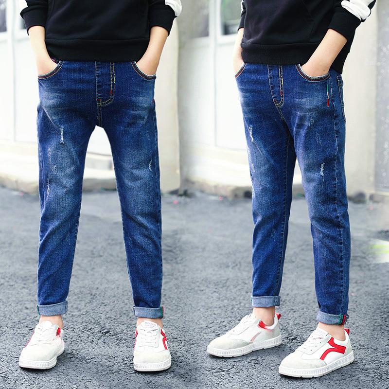 

Детские джинсы Брюки для мальчиков Весенние и осенние модели Детская одежда 5-15 лет Повседневные джинсы для детей среднего возраста