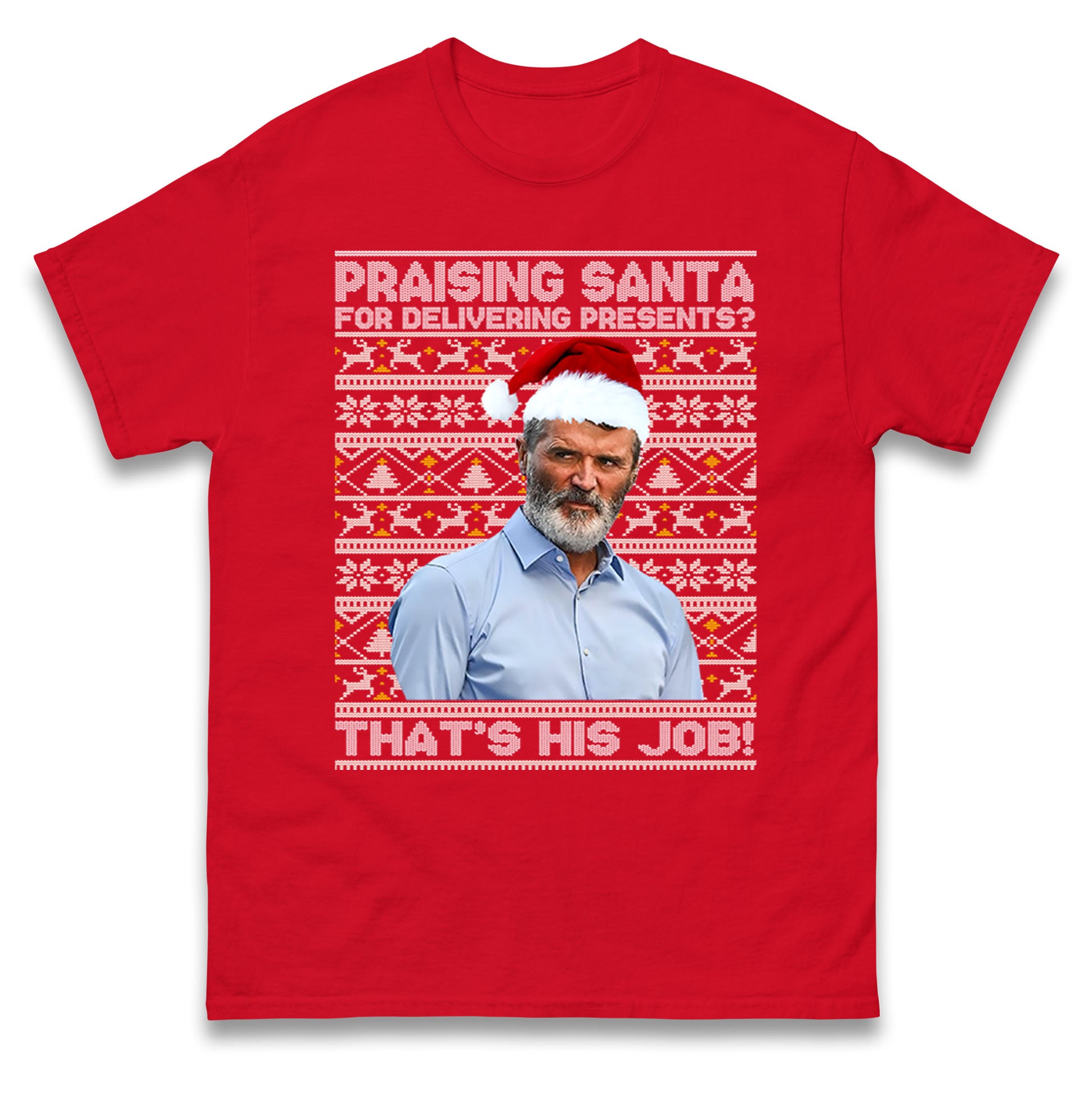 Roy Keane Christmas Mens T Shirt Womens Tops Tees Manchester United FC Top S