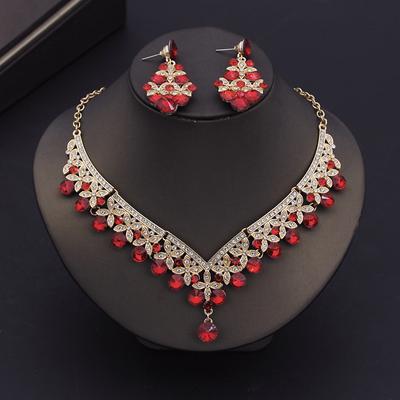 Wunderschöne Kristall-Brautschmuck-Sets für Frauen, luxuriöse Ohrringe, Halsketten-Sets, Braut, Hochzeitskleid, Schmuckset, Kostüm-Accessoires