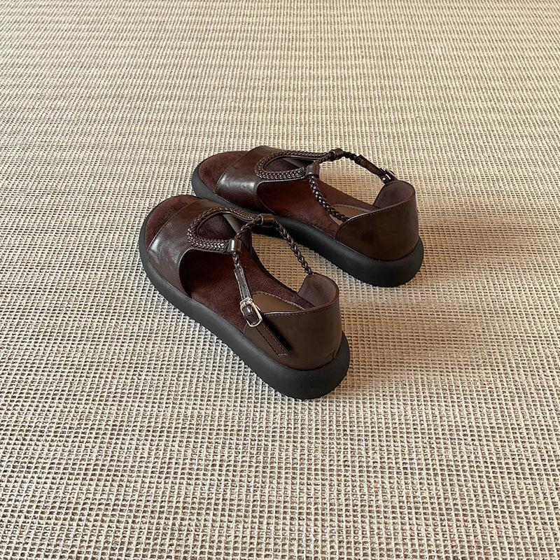 Super Textured~ Retro Woven Flat-soled Sandals for Women with a Bag Heel and a Soft Sole, Summer Roman Sandals Are Not Tired.