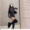Spring sexy turtleneck new dress Spice girl sweet and tight pure desire wind neck hip skirt children