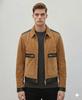 Men's Stylish Tan Biker Handmade Suede Lambskin Leather Jacket Genuine Soft Fit