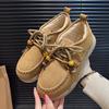 Muffin Thick-soled Heightening Kangaroo Cotton Shoes Women's Winter New Velvet Thickened Retro All-inclusive Lace-up Birkenstocks Cotton Shoes