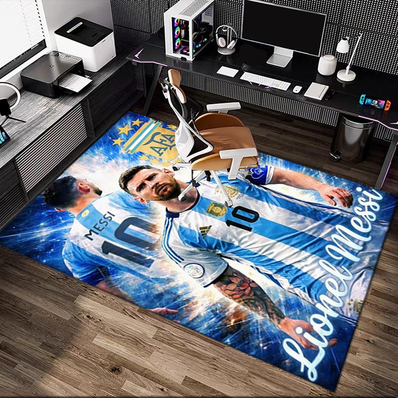 1pc Football Star Messi Printed Chair Rug for Home Office Use, Living Room Kitchen Game Room Area Carpet