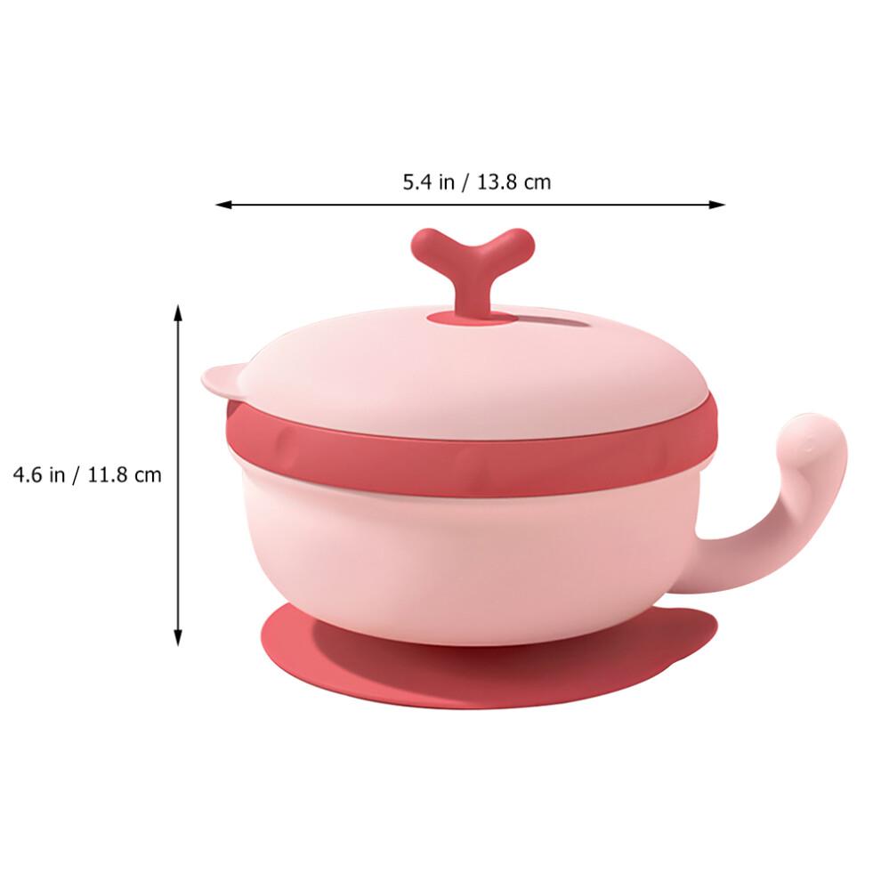 1 pièce Bol Rose en Acier Inoxydable à Conservation de Chaleur avec Ventouse