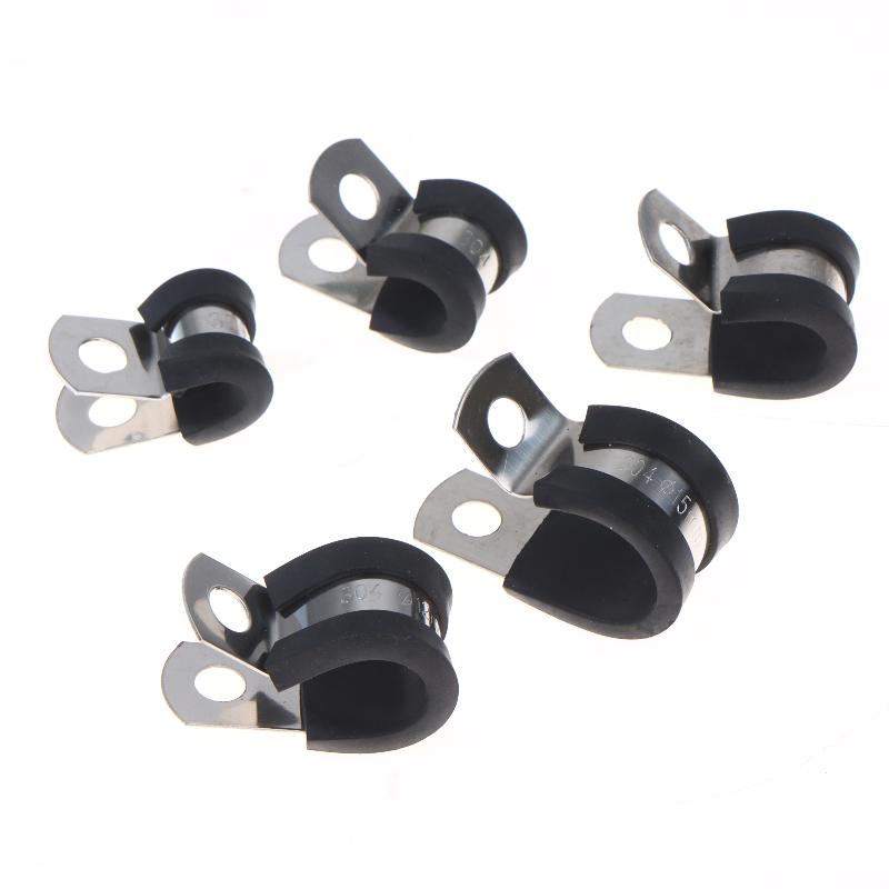 10Pcs Stainless Steel Cable Clamp 6-20mm Insulated Wire Hose Mounting Clip for Off-Road Vehicle Wiring Plumbing Repairs