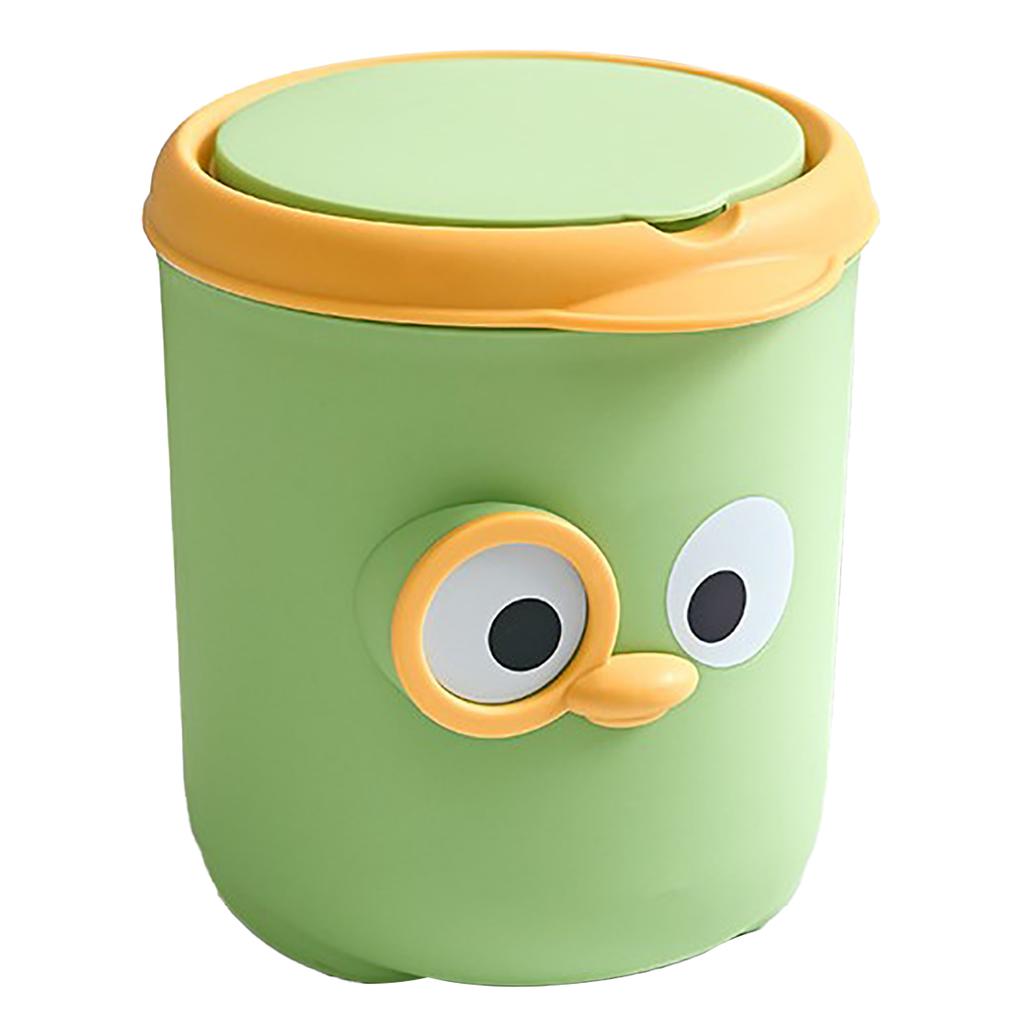 Desktop Trash Can with Lid Cute Cartoon Design Portable Mini Garbage Can for Home Bedroom Bedside