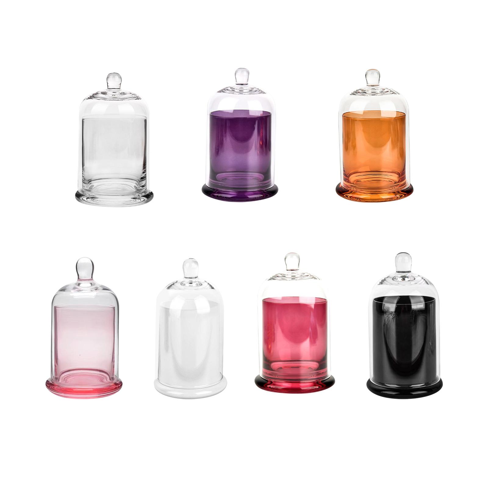 Cloche Glass Dome Candle Holder,Bell Jar Display Dome Plant Cover,Glass Bell Cover Candle Jar Cup with Top Handle for Cake chiaro