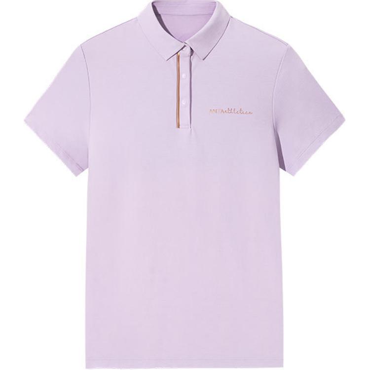

Anta Comfortable Casual Versatile Simple Letter Short Sleeve Polo Shirt Women tops Floral-Purple 162527119-3 S