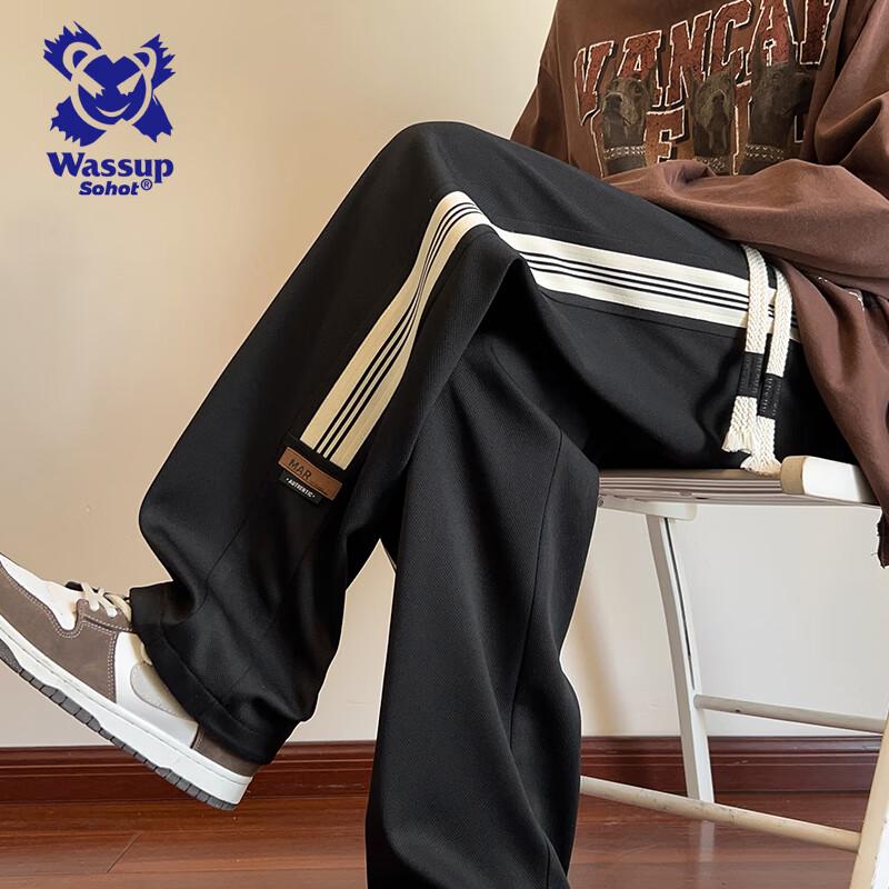 

Wassup Sohot Men s Striped Straight-Leg Track Pants L