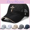 Unisex Cross Embroidery Mesh Cap With Sun Protection And Adjustable Strap For Outdoor Sunshade