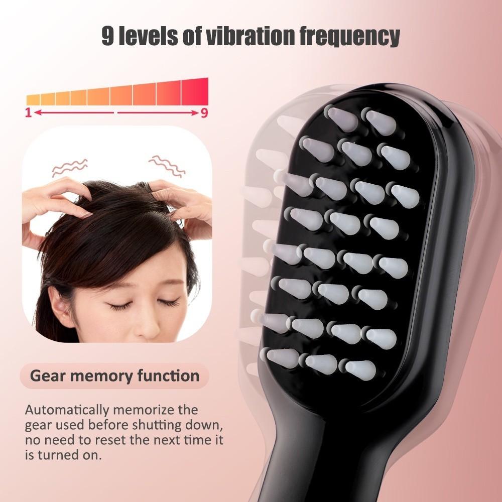 3 gears Electric Massage Comb Meridian Head Massager Anti-hair Loss Red Light Blue Light Magnetic Therapy Massage Hair Care Device 18*4.5*3cm