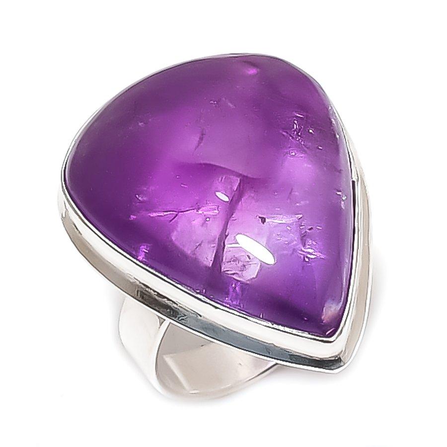 

Sage Amethyst Gemstone Handmade 925 Sterling Silver Jewelry Ring Size 7 E0n74