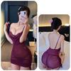 Large Size Lace Mesh See Through Nightgown Women Split Short Babydolls Temptation Perspective Lingerie Porn Roleplay Nightwear